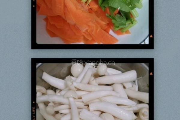 海鲜菇炒胡萝卜的做法图解1
