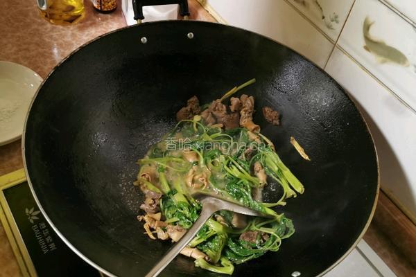 通菜炒肾球的做法图解3
