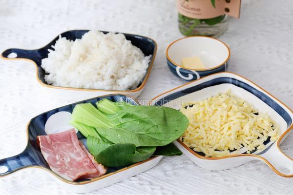 培根青菜烤饭团的做法图解1