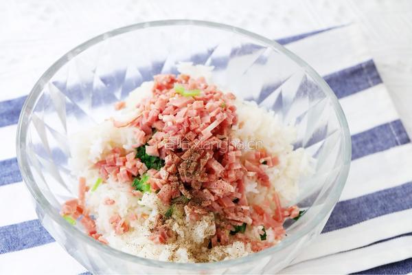 培根青菜烤饭团的做法图解5