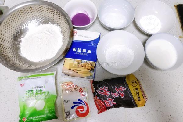 紫薯豆沙麻薯华夫饼的做法图解1