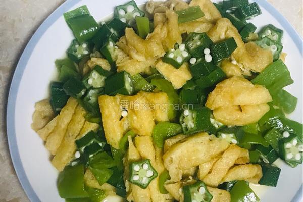 秋葵炒豆腐的做法图解3