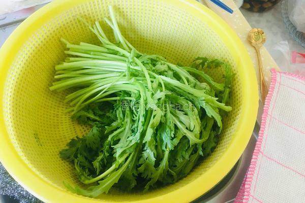 炝拌蒸茼蒿的做法图解1