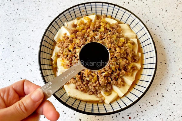 榨菜肉末蒸豆腐的做法图解13
