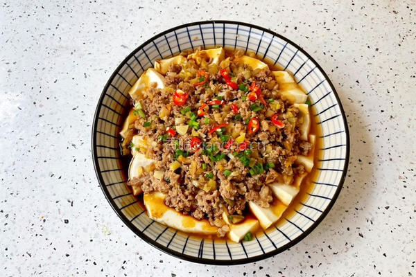 榨菜肉末蒸豆腐的做法图解14