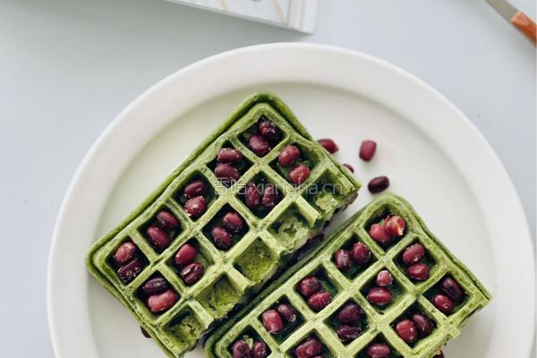 【减脂推荐】软糯拉丝的伪抹茶红豆麻薯华夫饼的做法图解9
