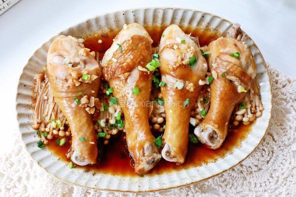 金针菇无油蒸鸡腿的做法图解10