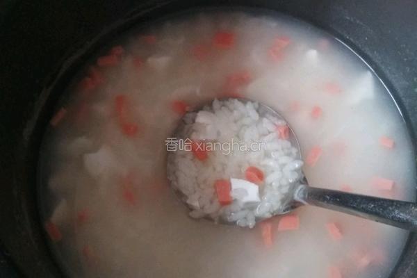 咸鸭蛋清火腿肠白米饭粥的做法图解7