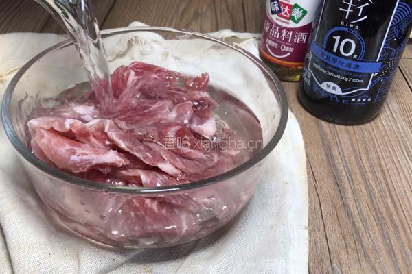 菜心梗炒肉的做法图解3