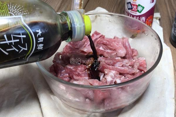 菜心梗炒肉的做法图解4