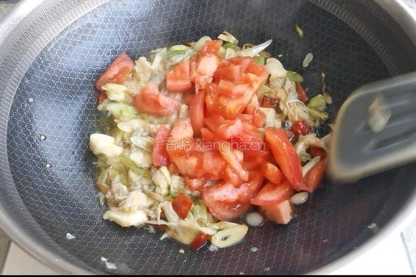 西红柿炒蘑菇油菜的做法图解5