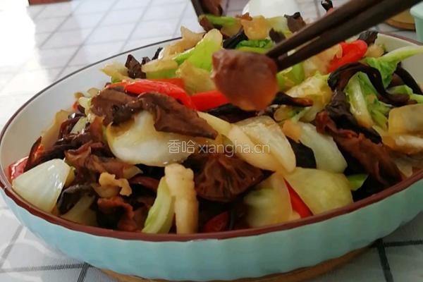 炒干蘑菇白菜的做法图解9