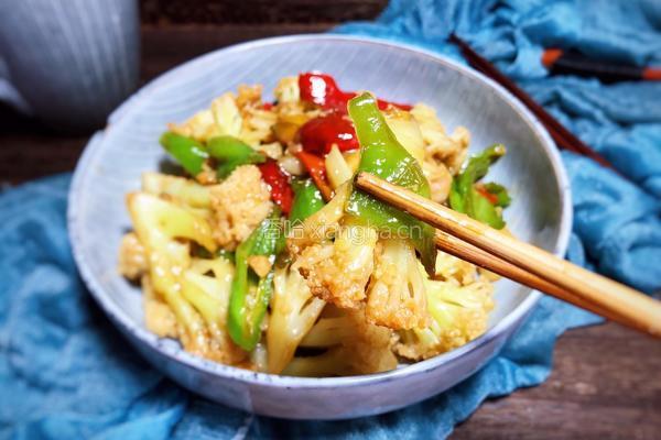 青椒炒花菜的做法图解12