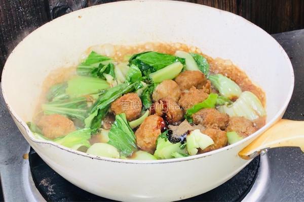 小白菜烧肉圆子的做法图解6