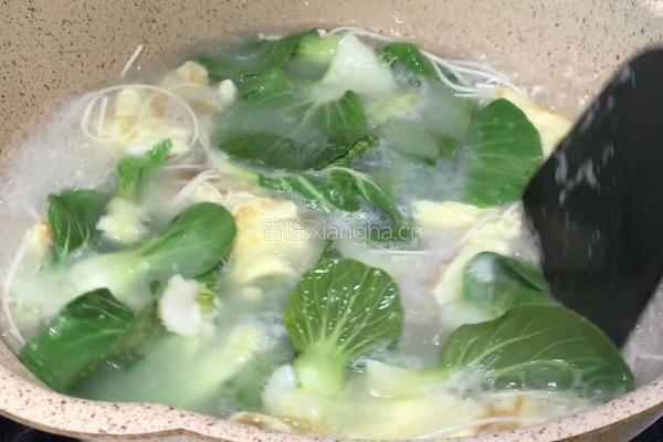 青菜鸡蛋肉丝汤面的做法图解8