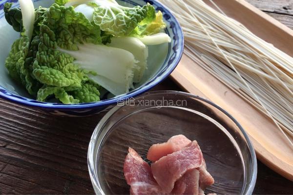 青菜肉丝汤面的做法图解1