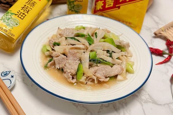 手撕杏鲍菇炒肉片的做法图解11