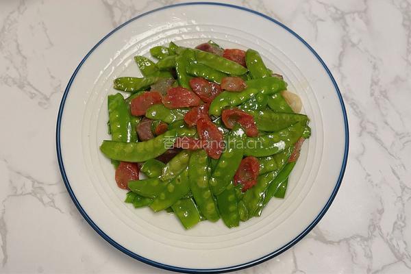 荷兰豆炒腊肠的做法图解11