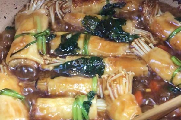 金针菇豆皮卷的做法图解10