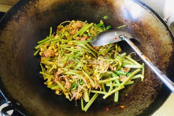 香芹黄豆芽炒肉片的做法图解7