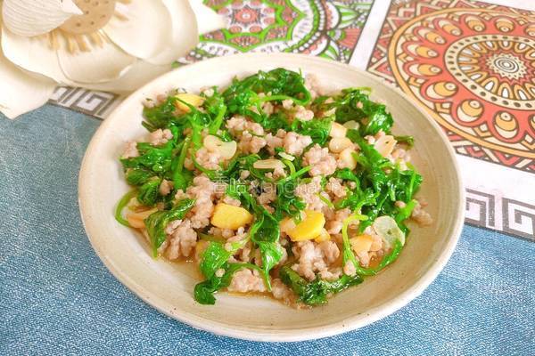 肉末芹菜叶的做法图解14