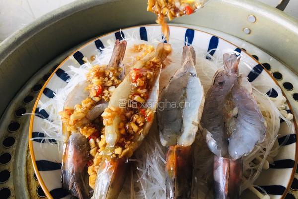 蒜蓉粉丝金针菇蒸开背虾的做法图解8