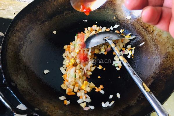 菜心炒饭的做法图解4