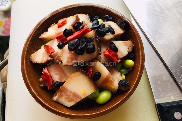 豆豉毛豆蒸腊肉的做法图解3