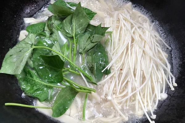 红薯叶肉丝汤面-神奇的面粉的做法图解12