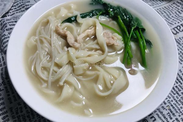 红薯叶肉丝汤面-神奇的面粉的做法图解14