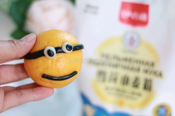 一次发酵的小黄人卡通豆沙包的做法图解12