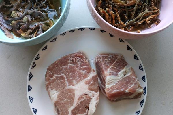 干豆角笋干烧肉的做法图解1