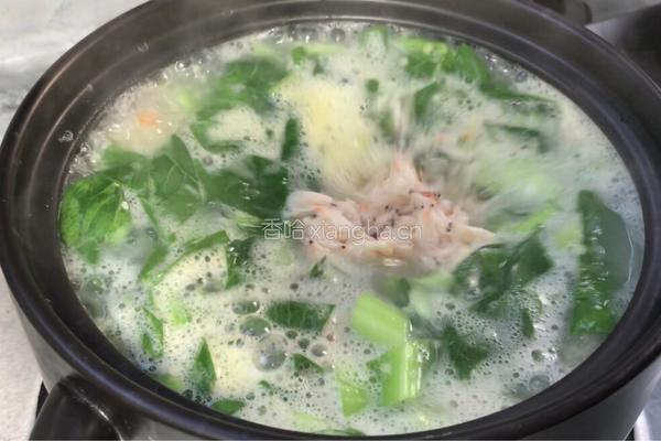 青菜虾皮小米粥的做法图解8