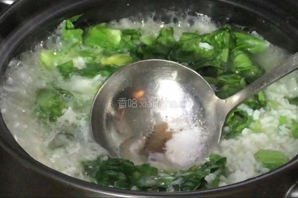 莴笋叶虾皮汤饭的做法图解6
