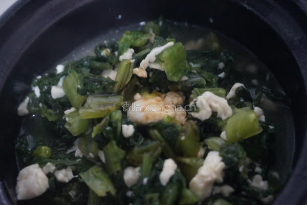 莴笋叶豆腐煲的做法图解6