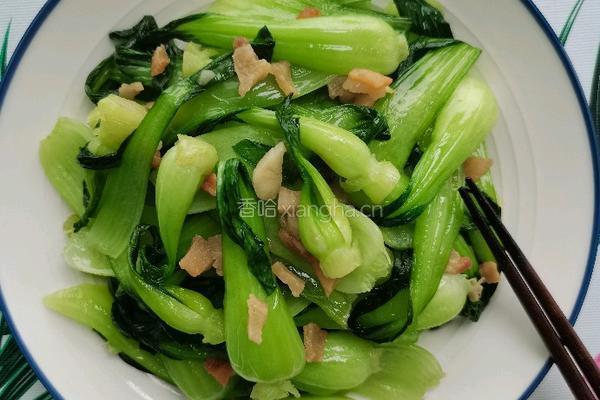 猪油渣炒小棠菜的做法图解10