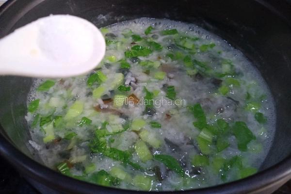 皮蛋青菜粥的做法图解9