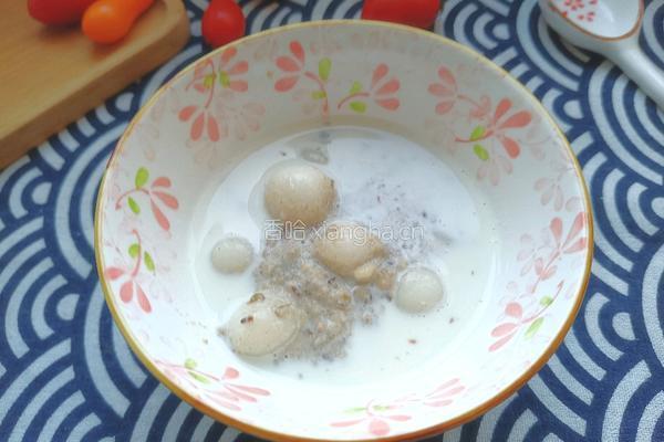 糯米丸子牛奶绿豆沙的做法图解1