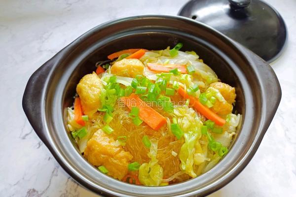 白菜豆腐粉丝煲的做法图解8