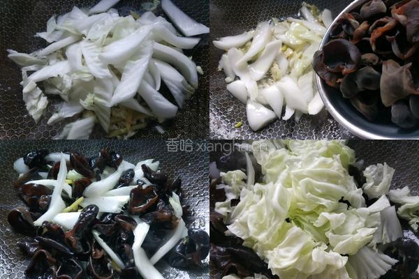 木耳白菜炒肚丝的做法图解4