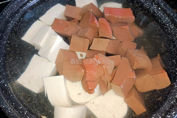 豆腐猪血烧韭菜的做法图解3