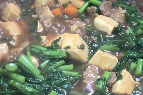 茼蒿烧豆腐的做法图解9