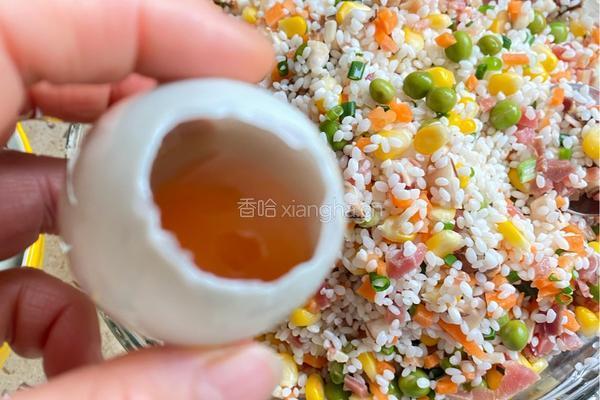 五彩咸蛋糯米饭的做法图解1