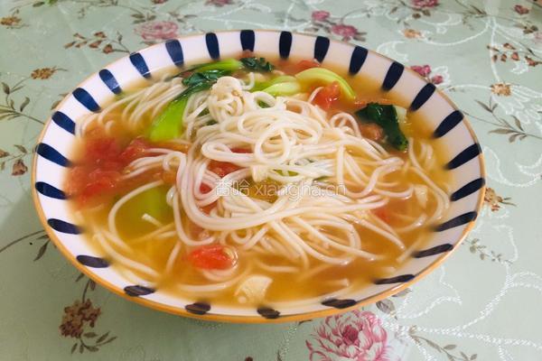 番茄青菜汤面的做法图解4