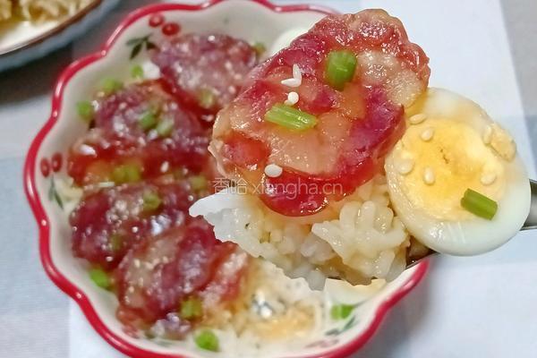 腊肠鹌鹑蛋蒸饭的做法图解1