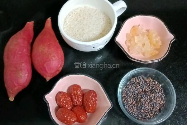 大米黑米红薯粥的做法图解1