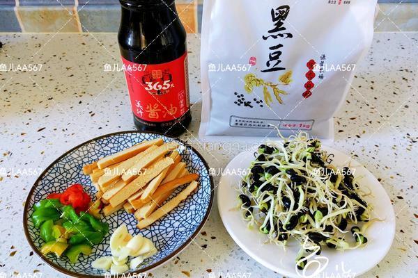 黑豆芽炒豆干的做法图解2