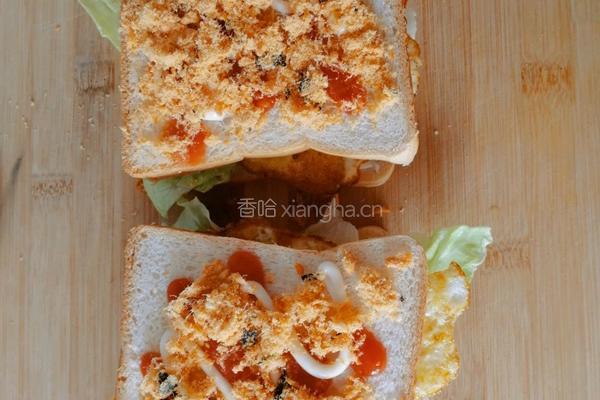 海苔肉松三明治的做法图解4