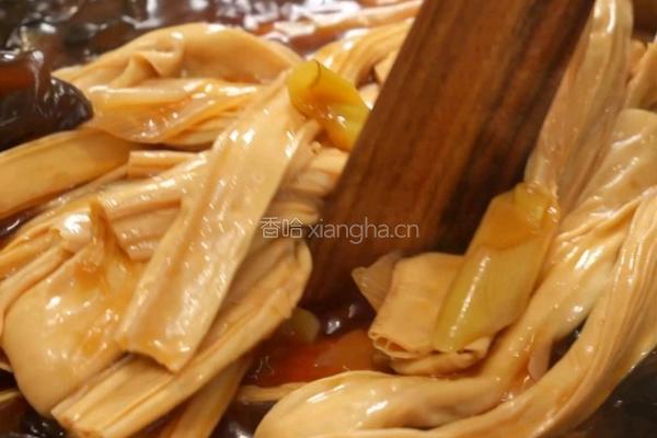 葱烧腐竹煲的做法图解7