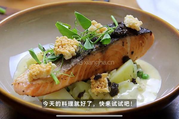 黑松露豌豆佐三文鱼的做法图解6